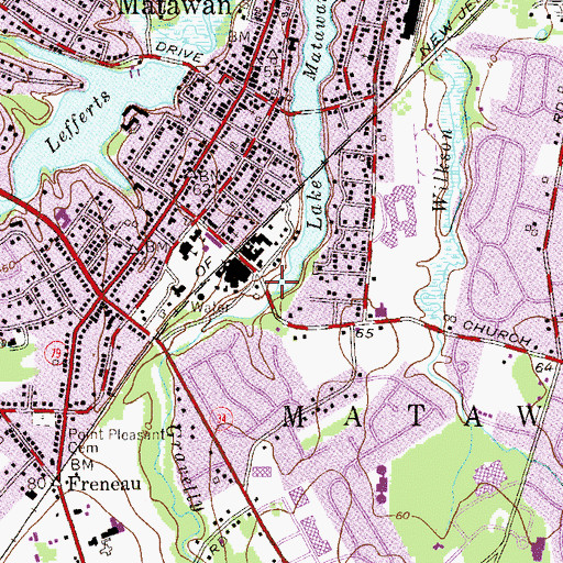 Topographic Map of Matawan Water Works, NJ
