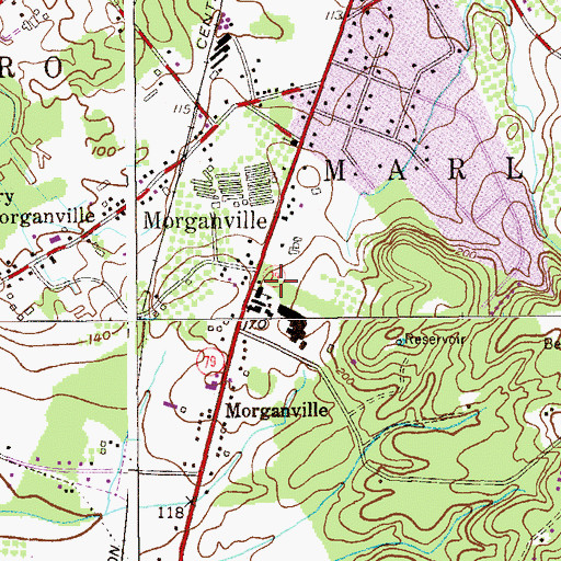 Topographic Map of Morganville Grade School (historical), NJ