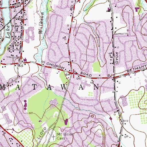 Topographic Map of Calvary Baptist Church, NJ