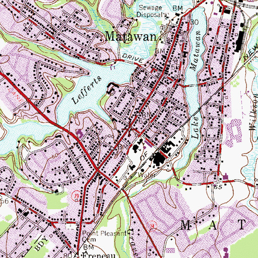 Topographic Map of First Baptist Church, NJ