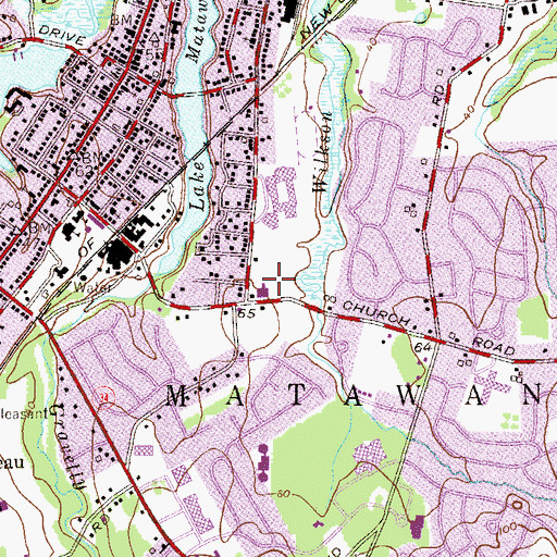 Topographic Map of Matawan United Methodist Church, NJ