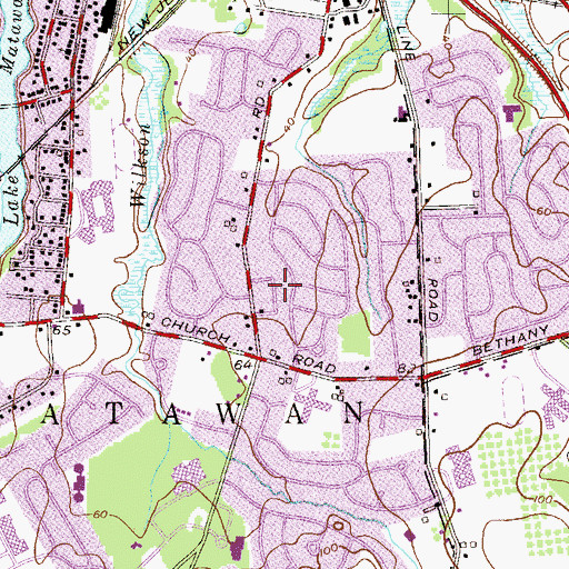 Topographic Map of Temple Beth Ahm, NJ