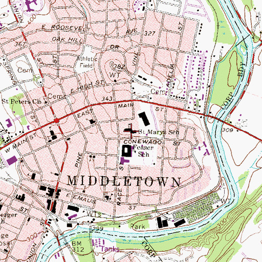 Topographic Map of Seven Sorrows of the Blessed Virgin Mary Catholic Church, PA