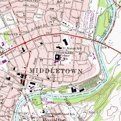 Topographic Map of Lyall J Fink Elementary School, PA