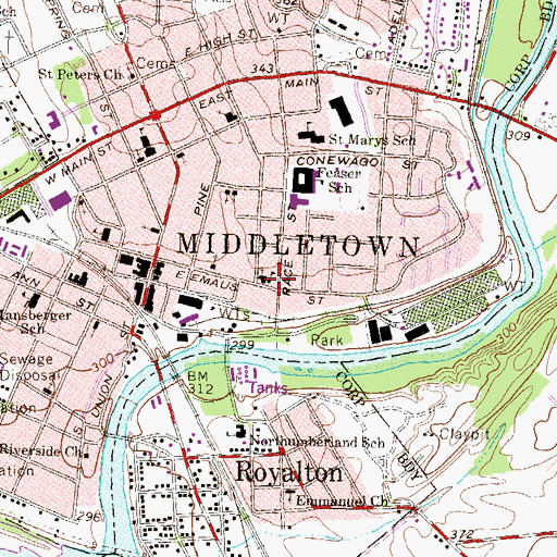 Topographic Map of Calvary Orthodox Presbyterian Church, PA
