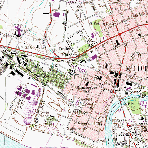 Topographic Map of Saint Michael and All Angels Church, PA