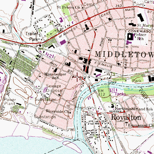 Topographic Map of Wesley United Methodist Church, PA