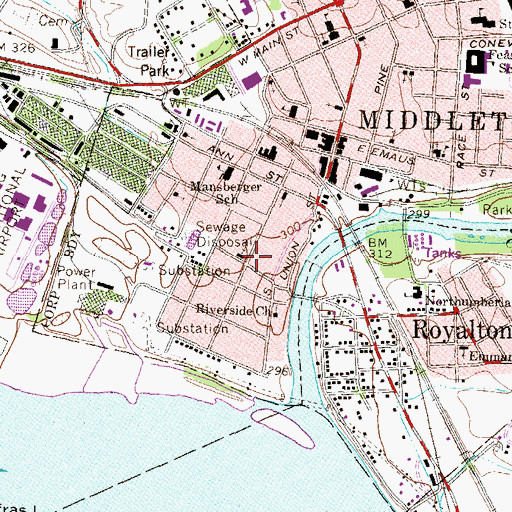Topographic Map of First Zion Baptist Church, PA