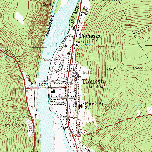 Topographic Map of Forest County Jail, PA