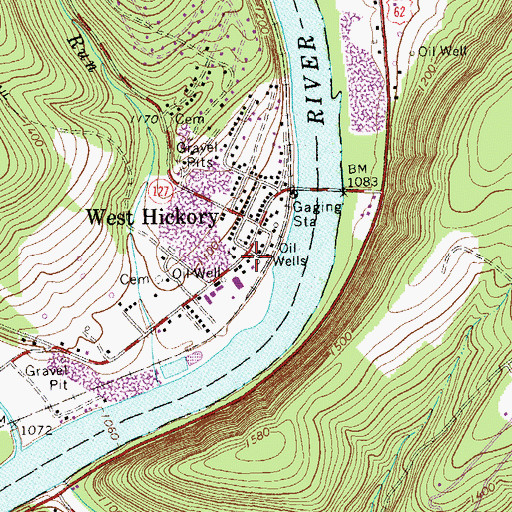 Topographic Map of West Hickory Post Office, PA