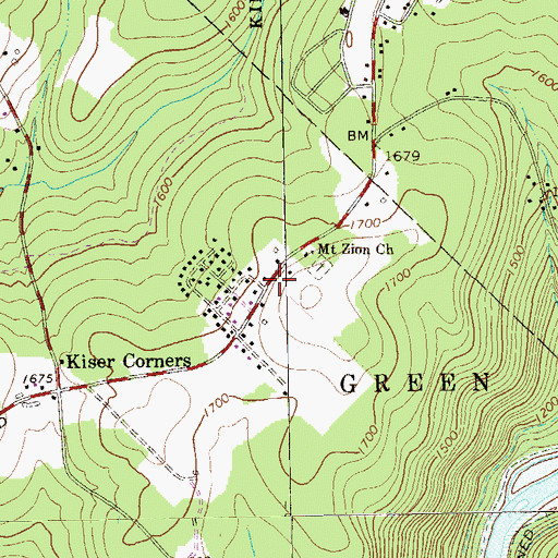 Topographic Map of Mount Zion Lutheran Church, PA