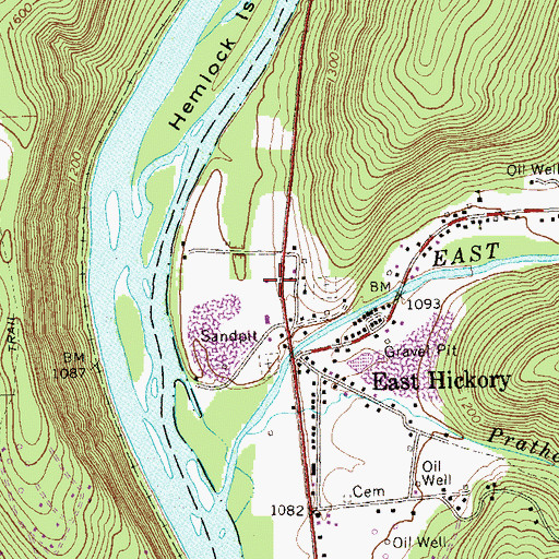 Topographic Map of East Hickory Substation, PA