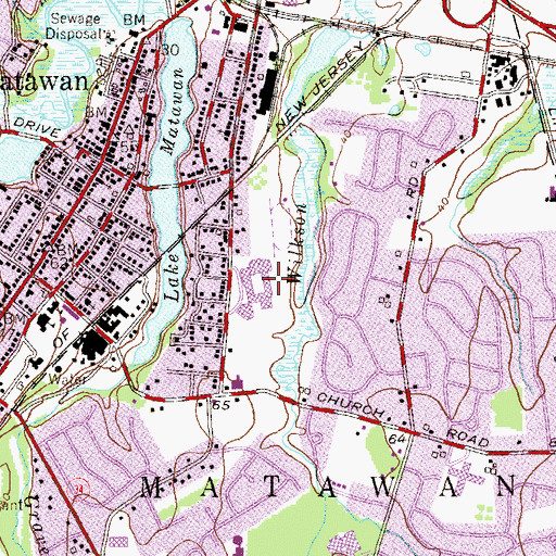 Topographic Map of Matawan Regional High School, NJ