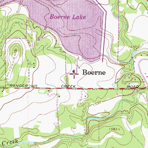 Topographic Map of Boerne Wastewater Treatment Plant, TX