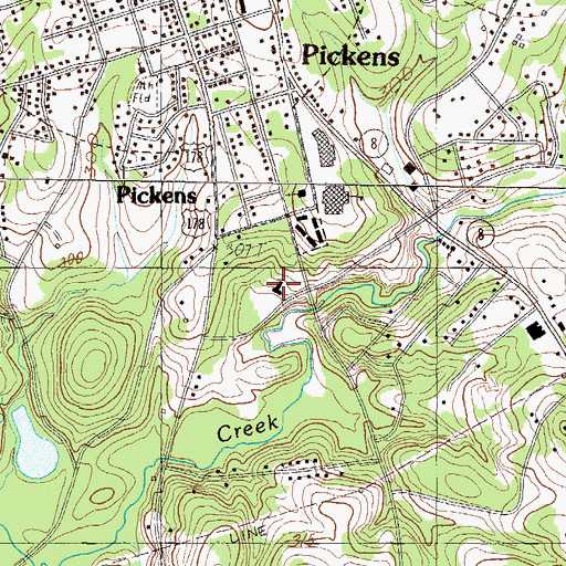 Topographic Map of Pickens Sheriff's Department, SC