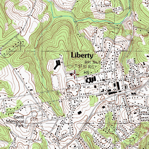 Topographic Map of First Baptist Church, SC