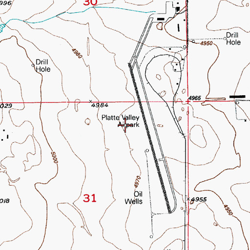 Topographic Map of Platte Valley Airpark, CO