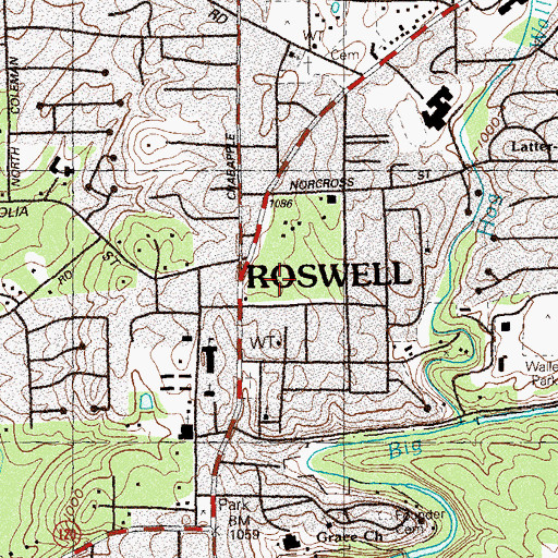 Topographic Map of Roswell Police Department, GA