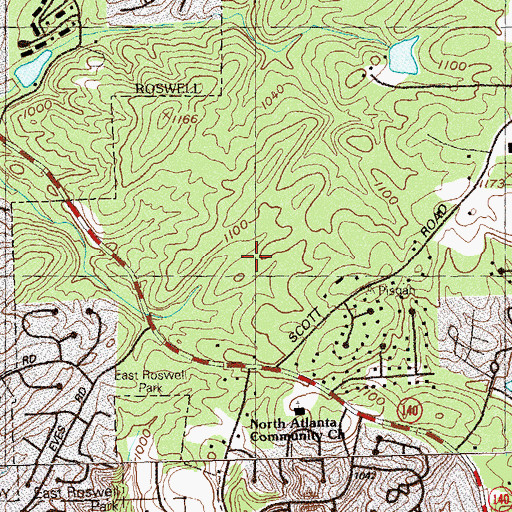 Topographic Map of Centennial High School Football Stadium, GA