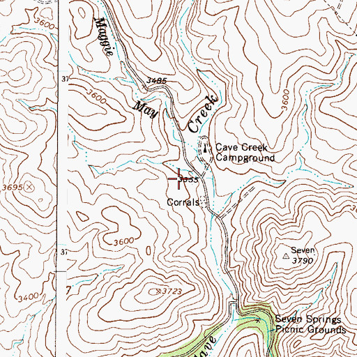 Topographic Map of Cave Creek Trailhead, AZ