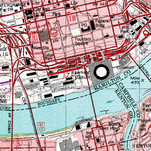 Topographic Map of National Underground Railroad Freedom Center, OH