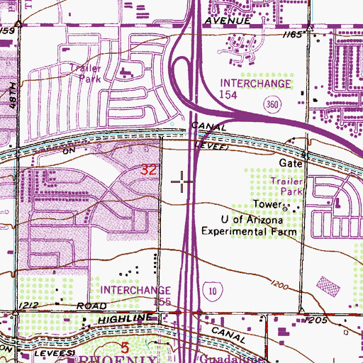 Topographic Map of Arizona Mills Mall, AZ