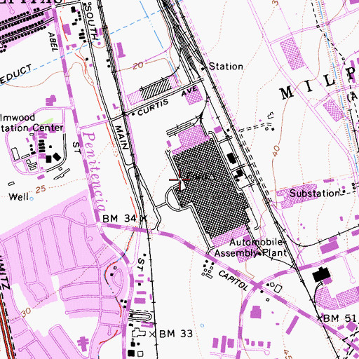 Topographic Map of Great Mall of the Bay Area, CA