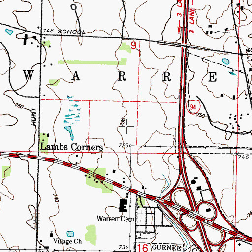 Topographic Map of Gurney Mills, IL