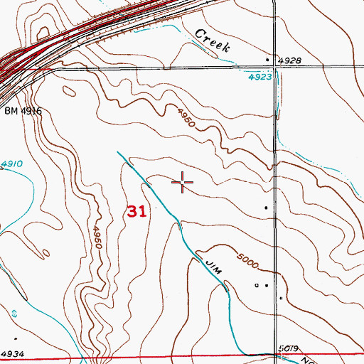 Topographic Map of Land Airport, CO