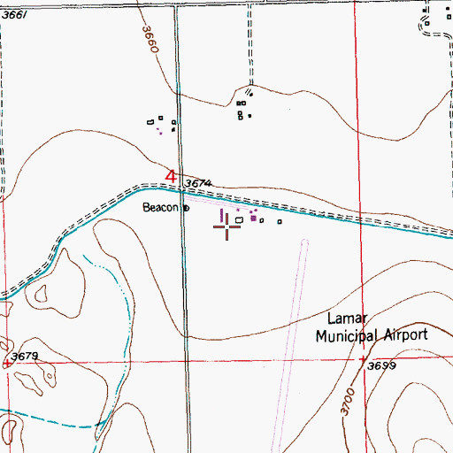 Topographic Map of Lamar Municipal Airport, CO