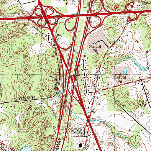 Topographic Map of Interchange 98, NJ