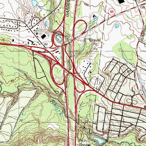 Topographic Map of Interchange 100A, NJ