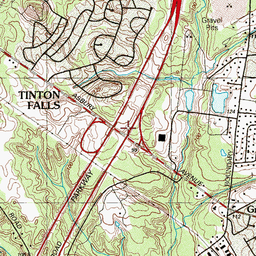 Topographic Map of Interchange 102, NJ