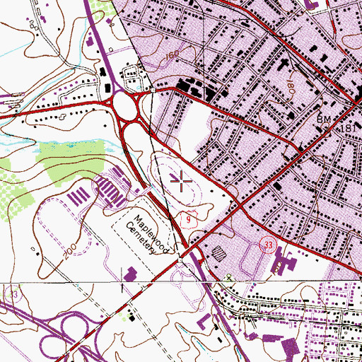 Topographic Map of Freehold Raceway, NJ