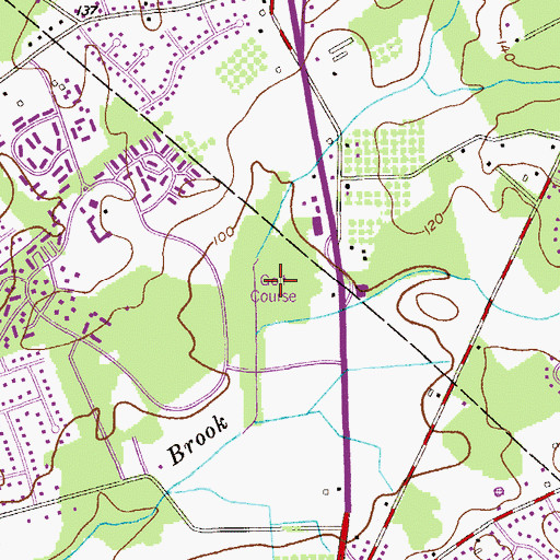 Topographic Map of Pine Brook Golf Course, NJ