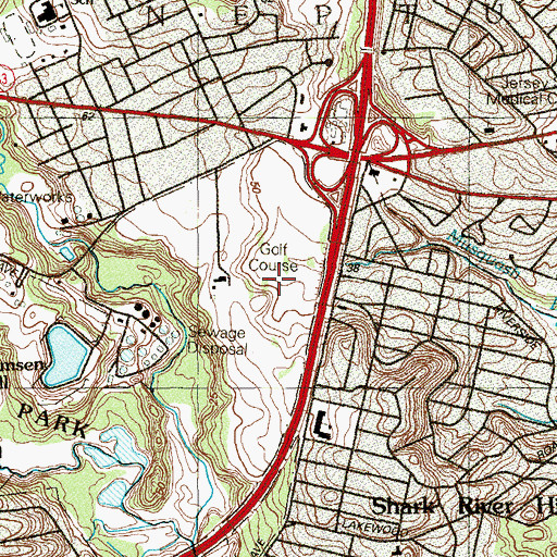 Topographic Map of Shark River Golf Course, NJ