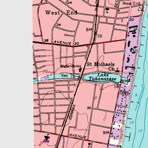 Topographic Map of Takanassee Lake Park, NJ