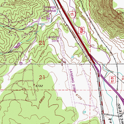 Topographic Map of Perry Park Airport, CO