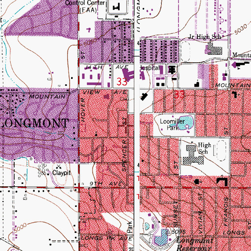Topographic Map of Longmont United Hospital Heliport, CO