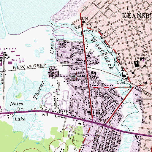 Topographic Map of West Keansburg, NJ