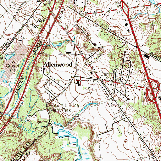 Topographic Map of Allenwood Elementary School, NJ