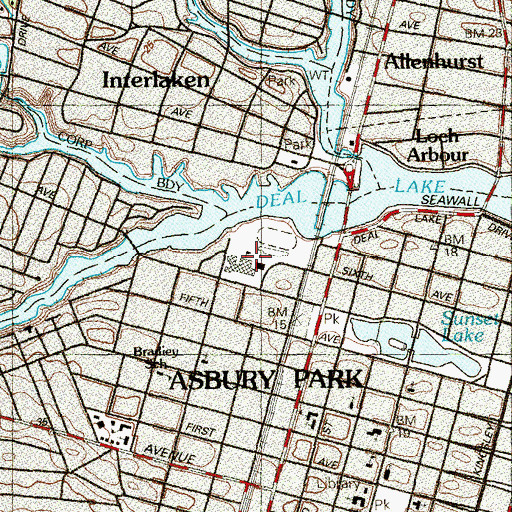 Topographic Map of Asbury Park High School, NJ