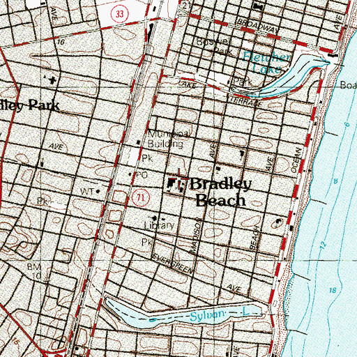 Topographic Map of Bradley Beach Elementary School, NJ