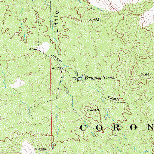 Topographic Map of Brushy Tank, AZ