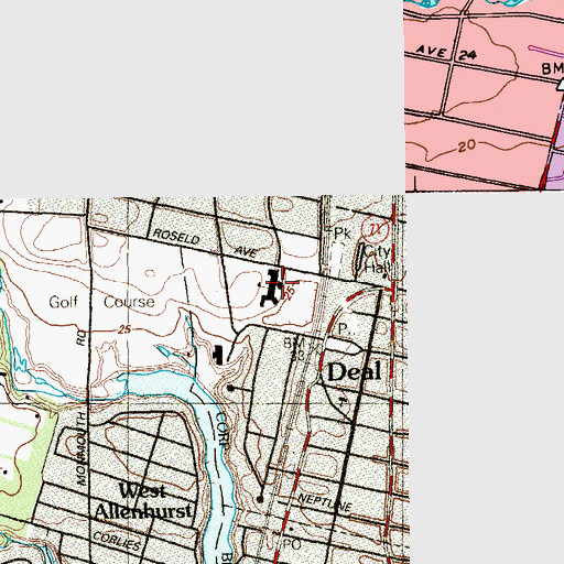 Topographic Map of Deal Elementary School, NJ