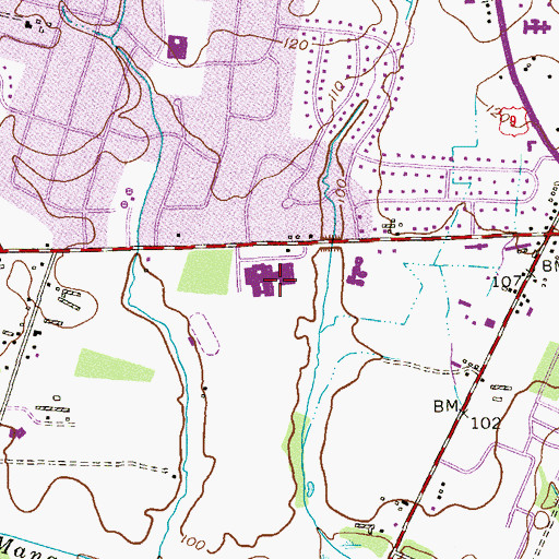 Topographic Map of Freehold Township High School, NJ
