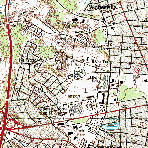 Topographic Map of Gables Elementary School, NJ