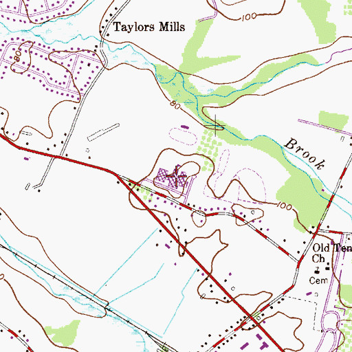 Topographic Map of Manalapan High School, NJ