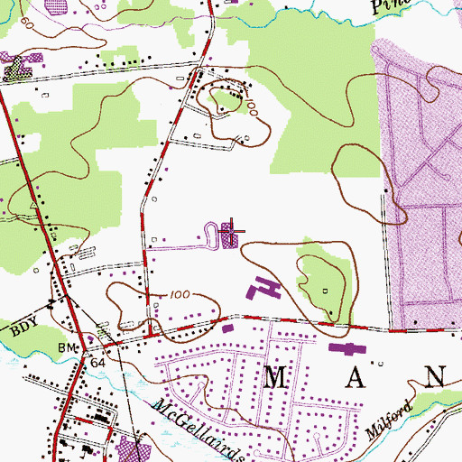 Topographic Map of Milford Brook Elementary School, NJ