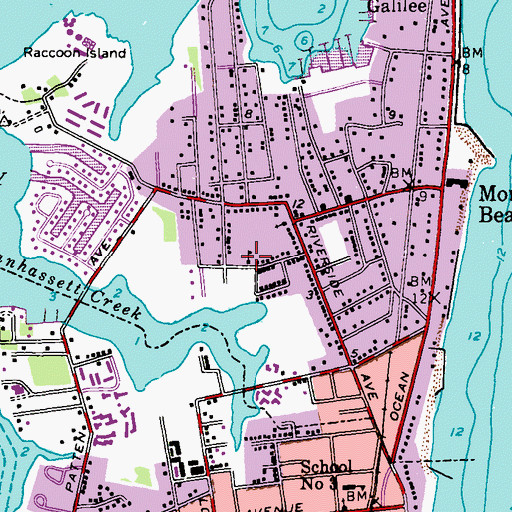 Topographic Map of Monmouth Beach Elementary School, NJ